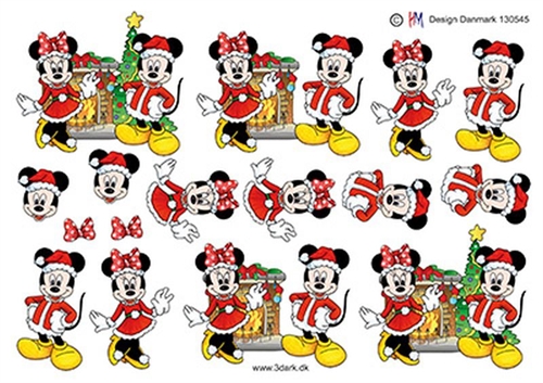  3D Minnie og Mickey ved pejs